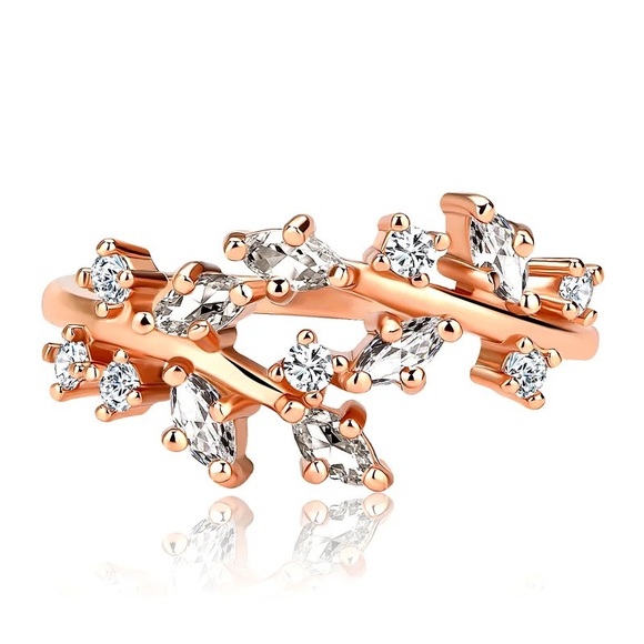 New Women’s Rose Gold Plated Branch Diamond Ring - Picture 3 of 4
